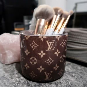 Glass makeup brush holder